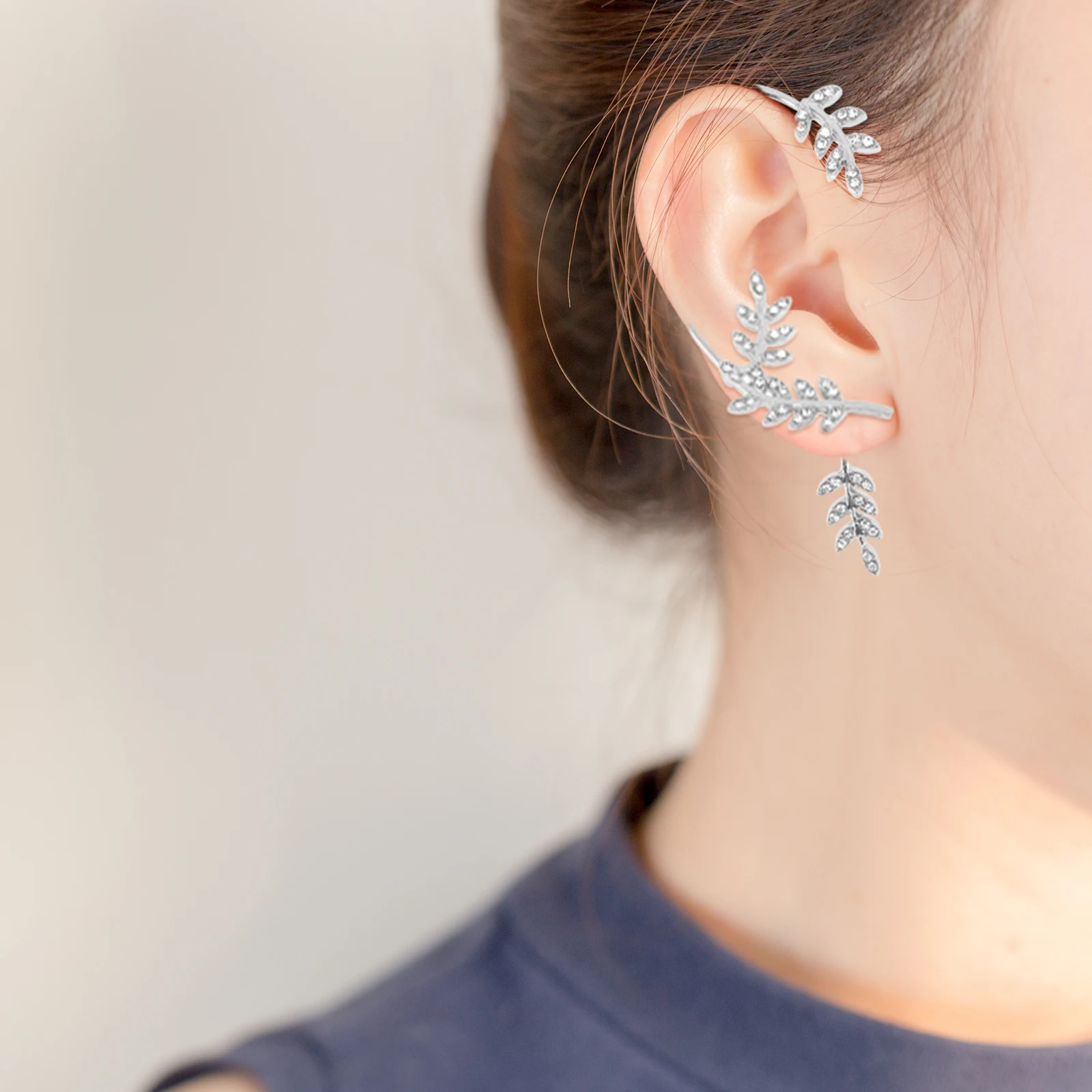 

and Earrings Clips Jewelry Hanging Earhook Rhinestone for Women Trendy