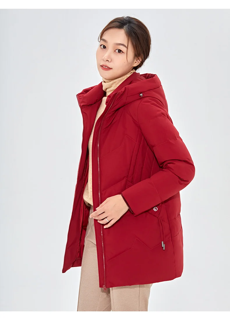 Chericom 女性のダウンジャケット 2025 新しいジッパー開閉フード付き暖かいダックダウンカジュアルルーズフィットパファー軽量コート Y289193Y