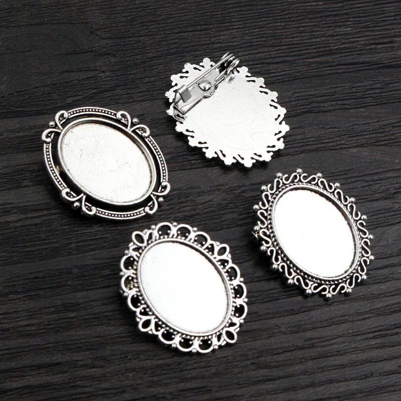 10 sztuk 13x18mm wewnętrzna rozmiar 2 styl antyczne posrebrzane broszka styl Cameo Cabochon baza ustawienie Charms naszyjnik ustalenia
