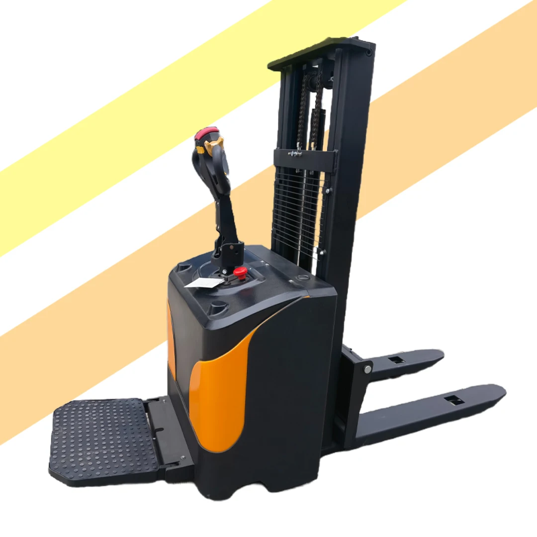 

All Electric 1Ton 1.5 Ton Pallet Stacker Walking Forklift Hand Power 3 Ton Loading Small Space Use Fork Lift Charger Battery