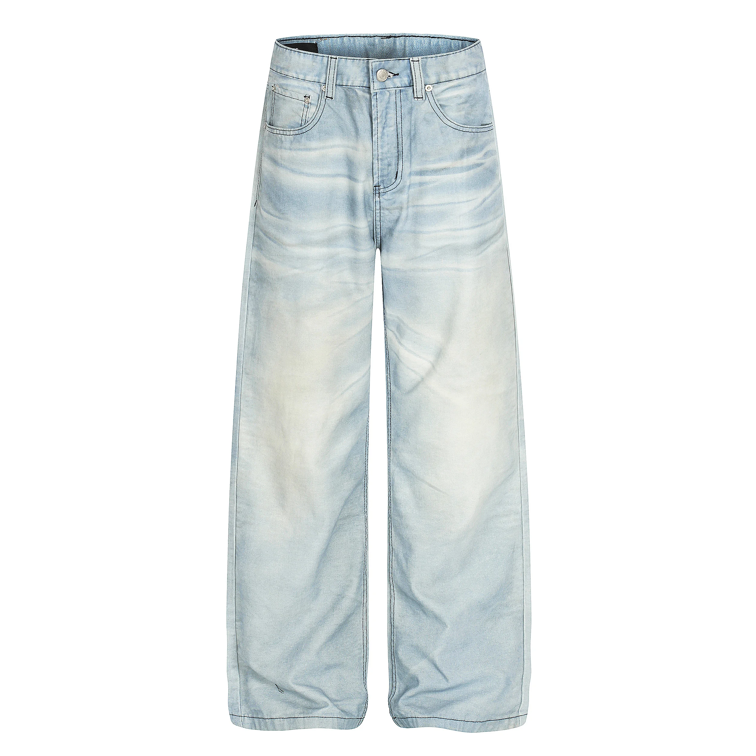 

Washed Blue Cotton Pattern Jeans G6926#