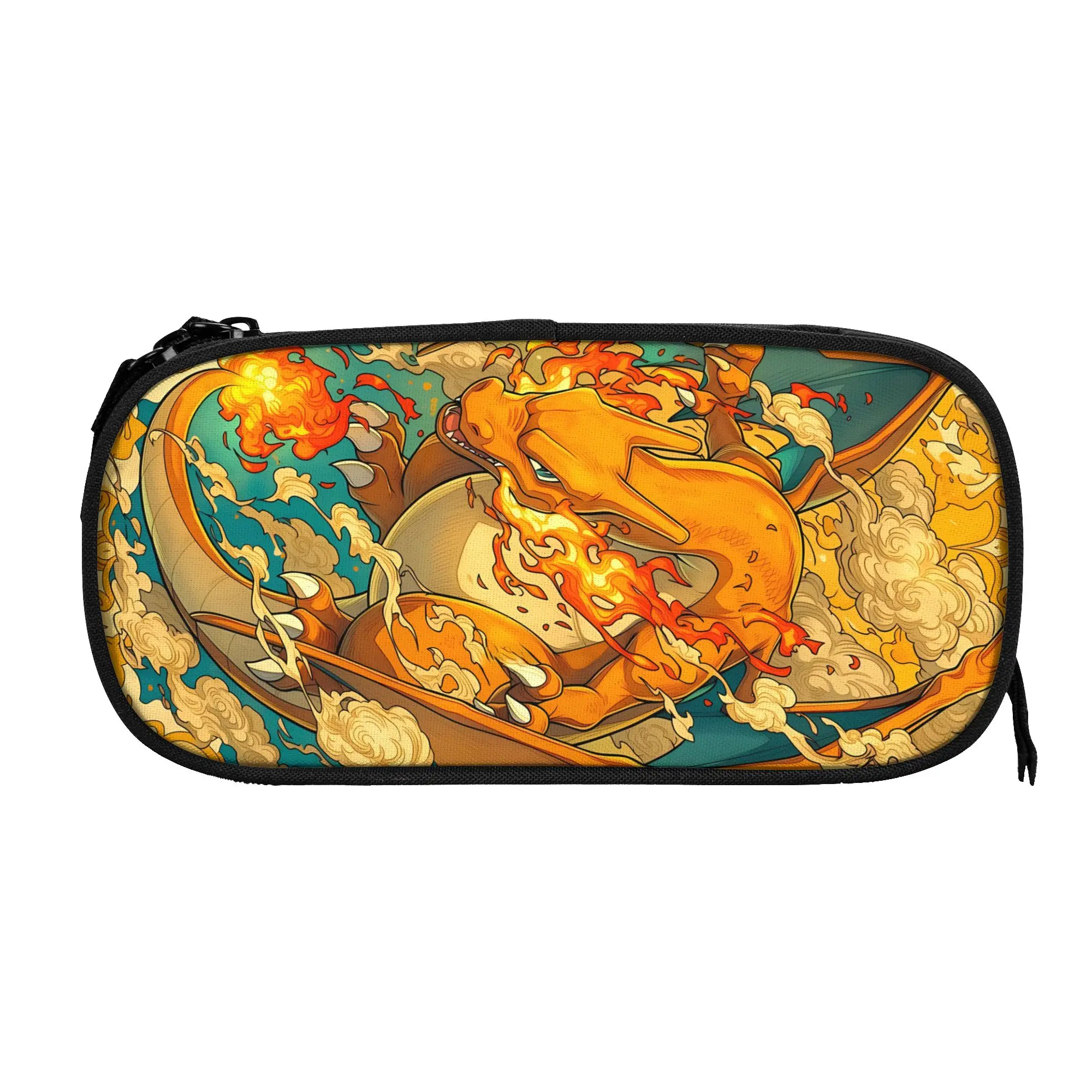 Large Capacity Bags For Child Cartoon Pokemons Charizard Fire Cloud Style Print  Estuche Escolar For Boys Gilrs Kids