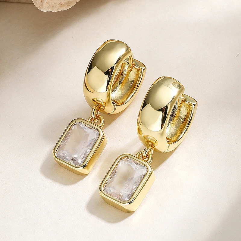 GANPUP Exquisite Quadratische Weiße Zirkon-Ohrhänger für Damen, Modischer Schmuck, Neues Accessoire, Geschenk für Party und Urlaub – Detail 3