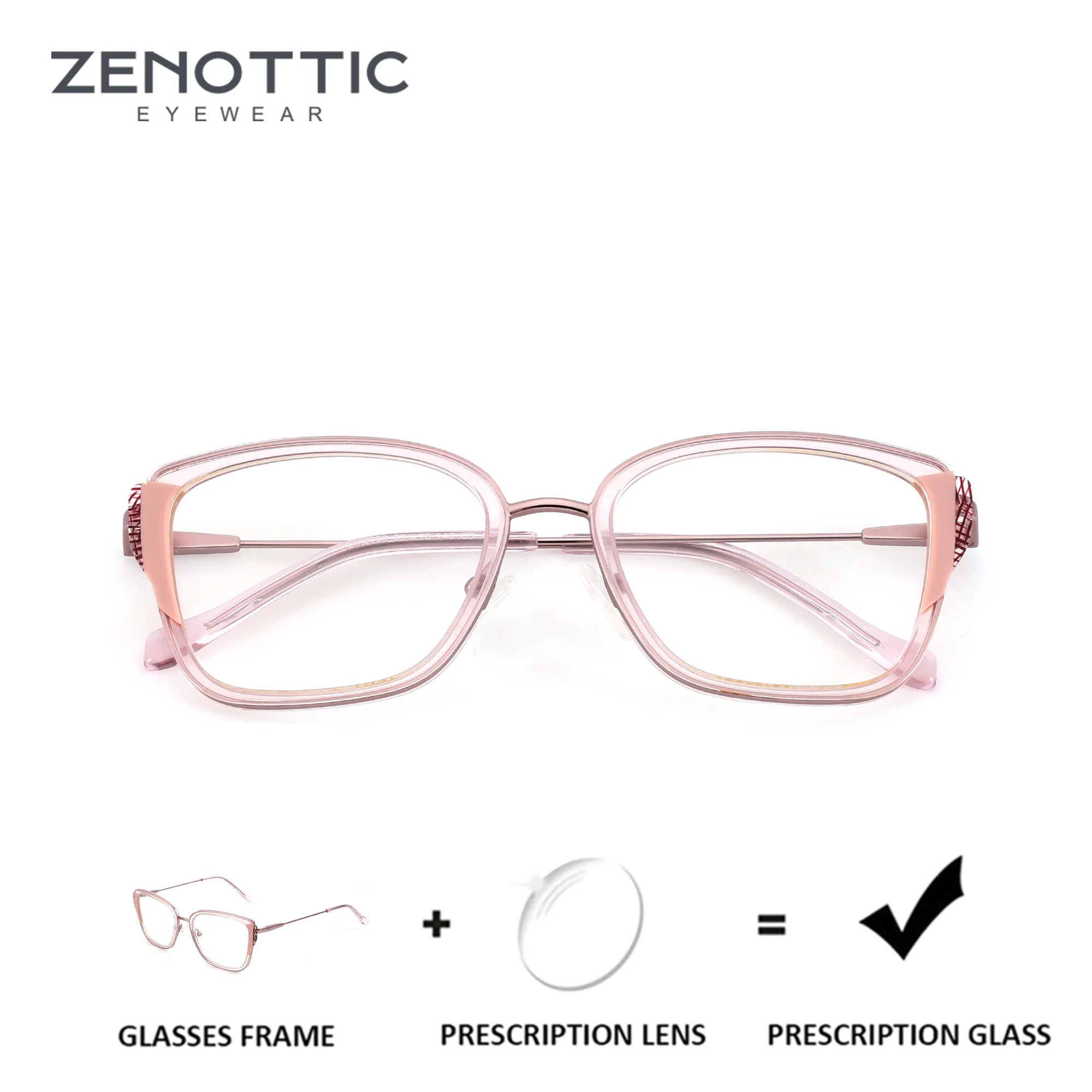 

ZENOTTIC (L Size) Acetate Butterfly Prescription Glasses Glasses For Women Progressive Multifocal Lenses Myopia Eyewear
