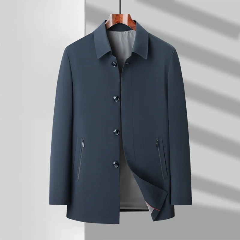 Men's 2026 Spring Fashion Handsome Trend Solid Color All-in-One Casual Business Jacket Loose Simple Lapel Top Coat