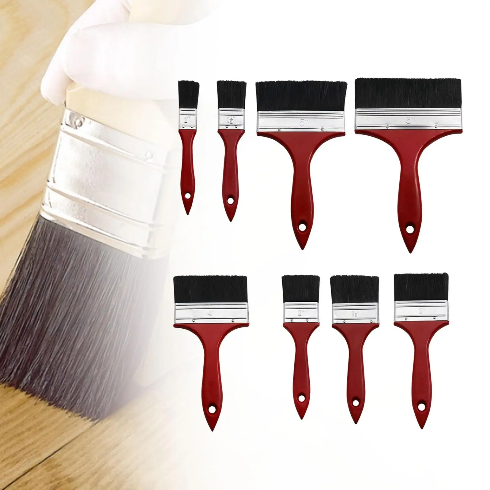 8 Pieces Paint Brushes with Red Handle Cleaning Polishing,Professional Practical Tools,Multifunctional for Art Glue Primer