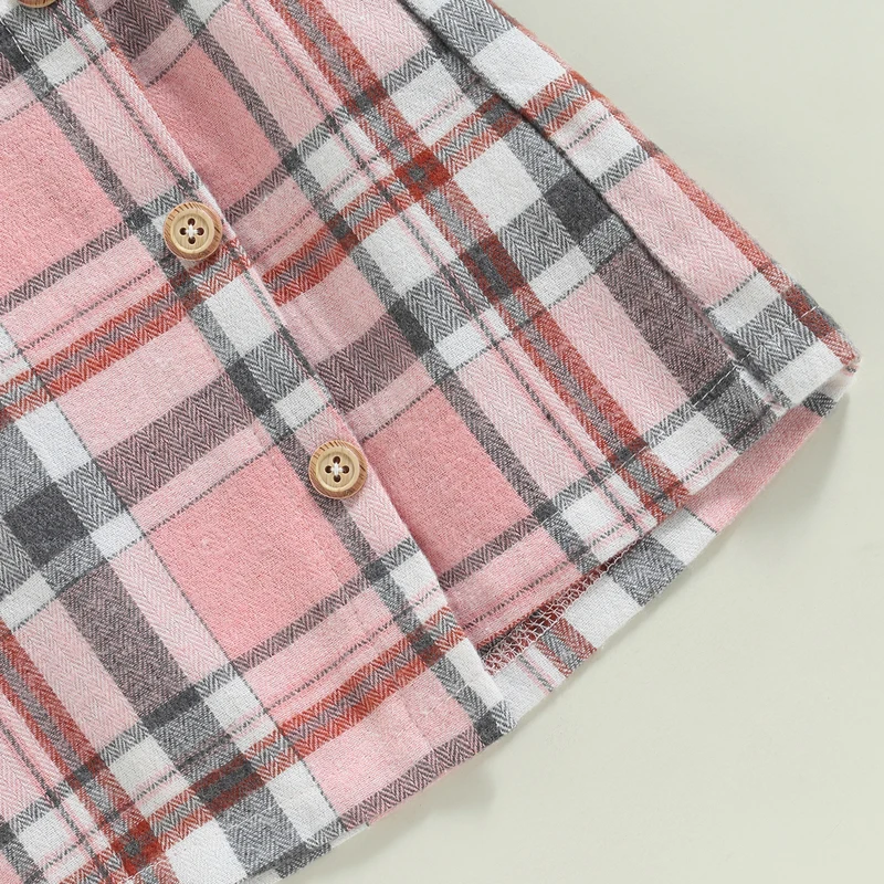 

Toddler Girls Cute Summer Outfit Sets Pink Ruffle Sleeve Ribbed Top Floral Plaid A-line Skirt Combo for a Stylish Look