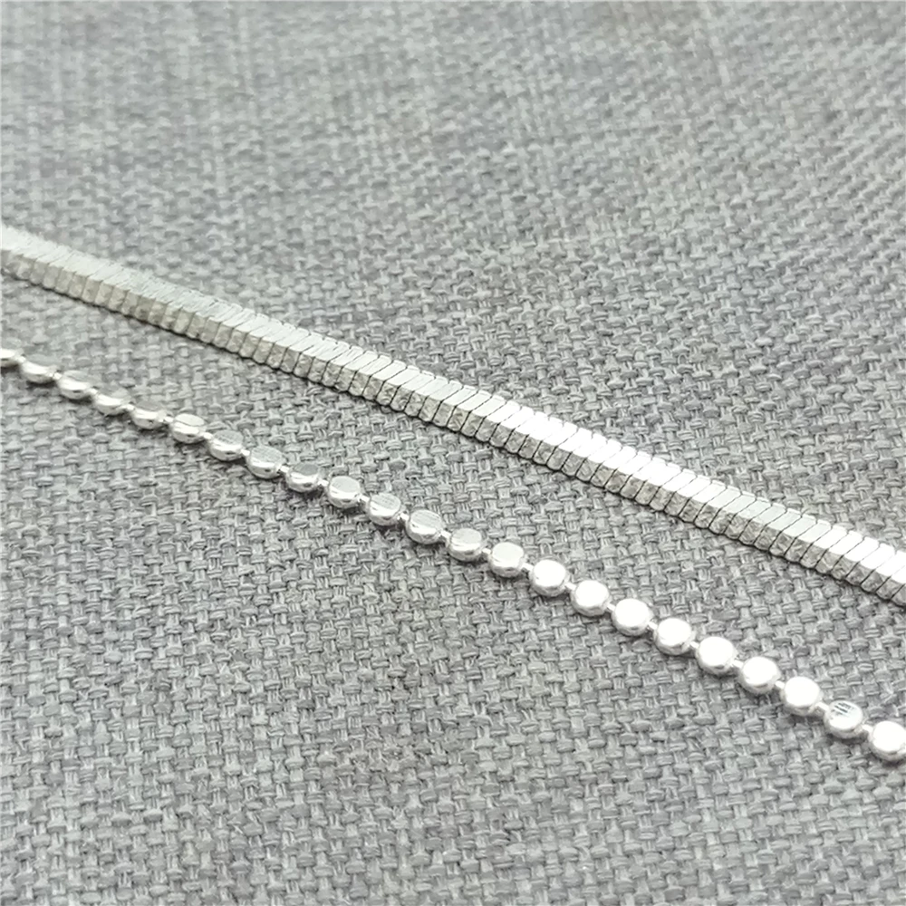 925 Sterling Silver luzem niedokończone kwadratowy wąż płaski łańcuch monety na naszyjnik bransoletka 100cm/3.28ft