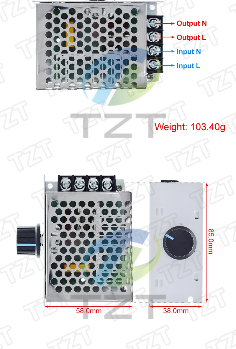 TZT Professionelle Spannungsregler 4000 W 220 V Hochleistungs-SCR-Geschwindigkeitsregler Elektronischer Spannungsregler Gouverneur Thermostat – Detail 4