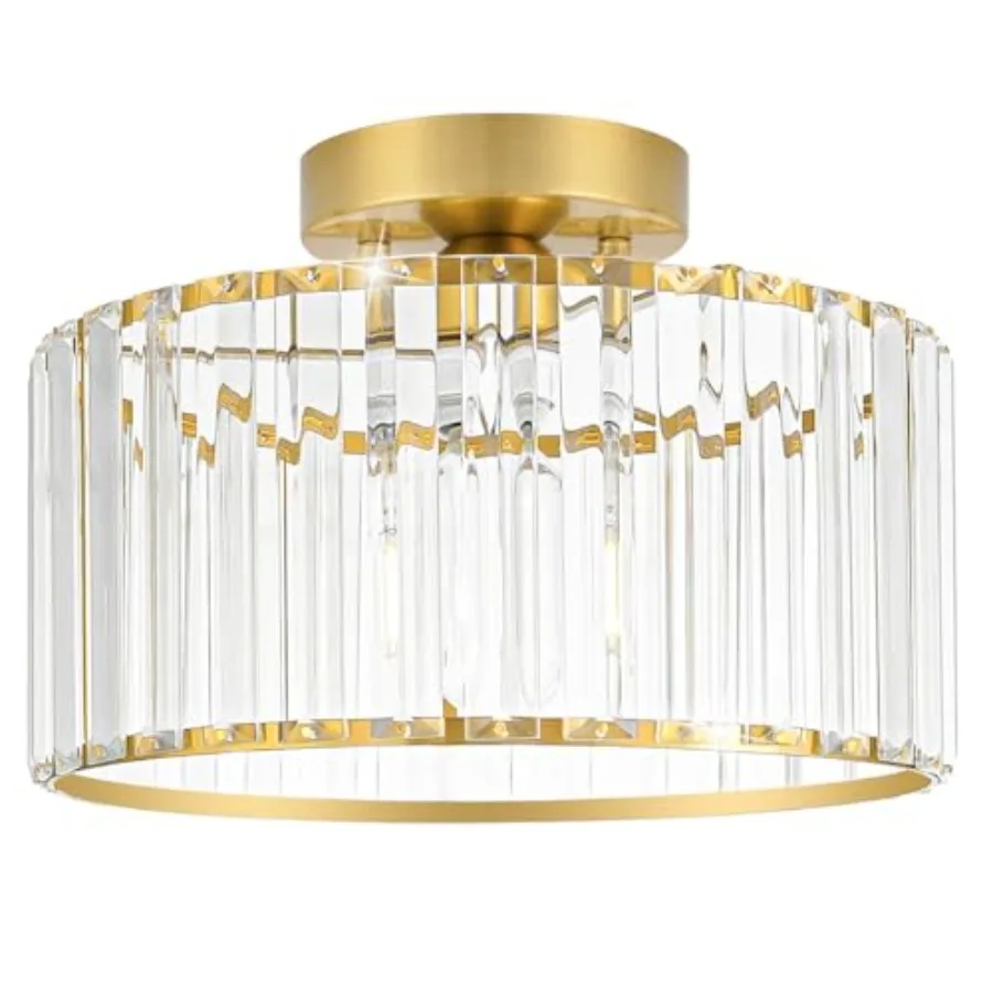 Crystal Ceiling Light Fixture, Modern Semi Flush Mount Ceiling Light, Hallway Lighting Fixtures Chandelier for Kitchen, Close T