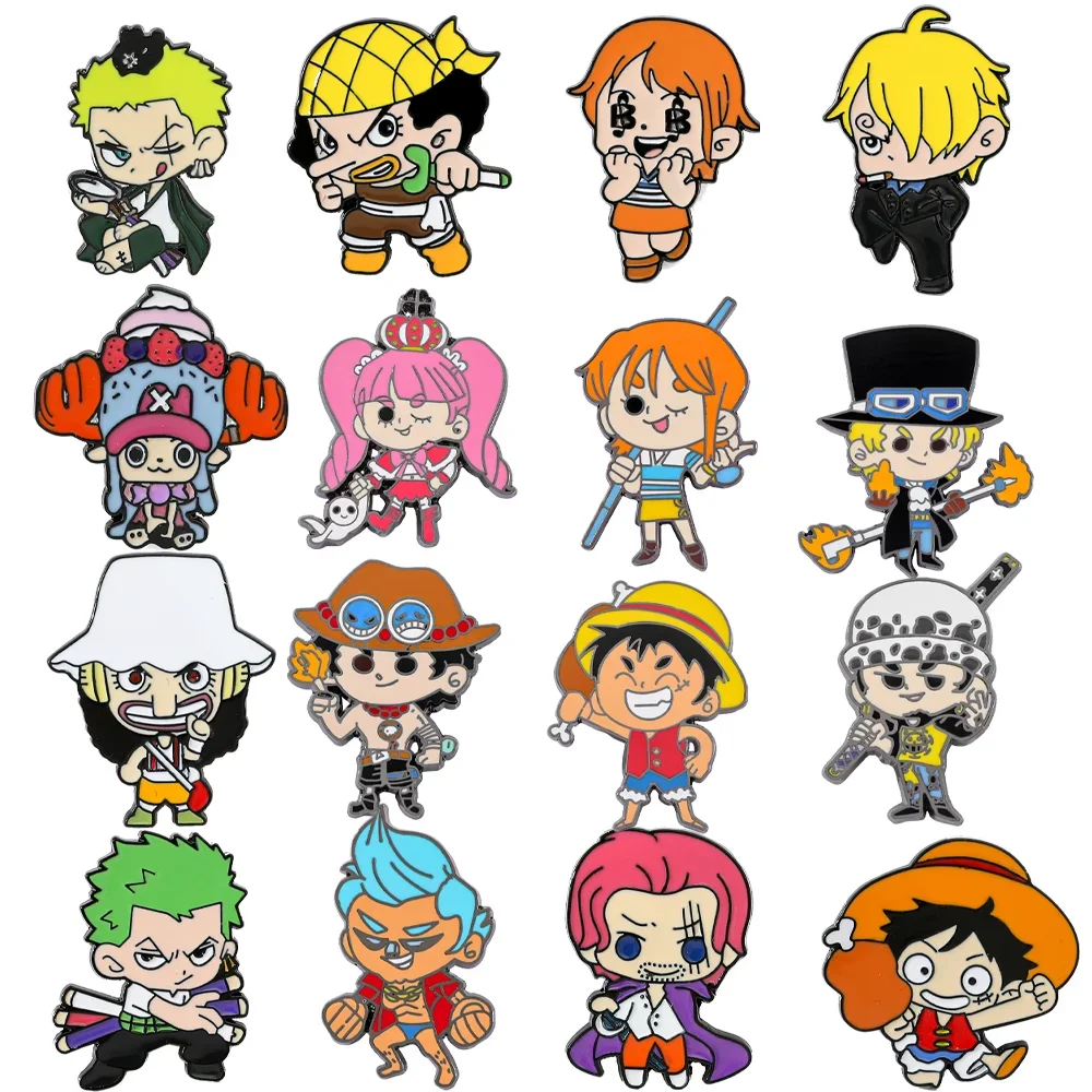 16 Pcs Character Brooch Q-version Sabo Monkey D. Luffy Nami Enamel Pin Backpack Clothing Jewelry Metal Badge Accessories Gifts - view 2