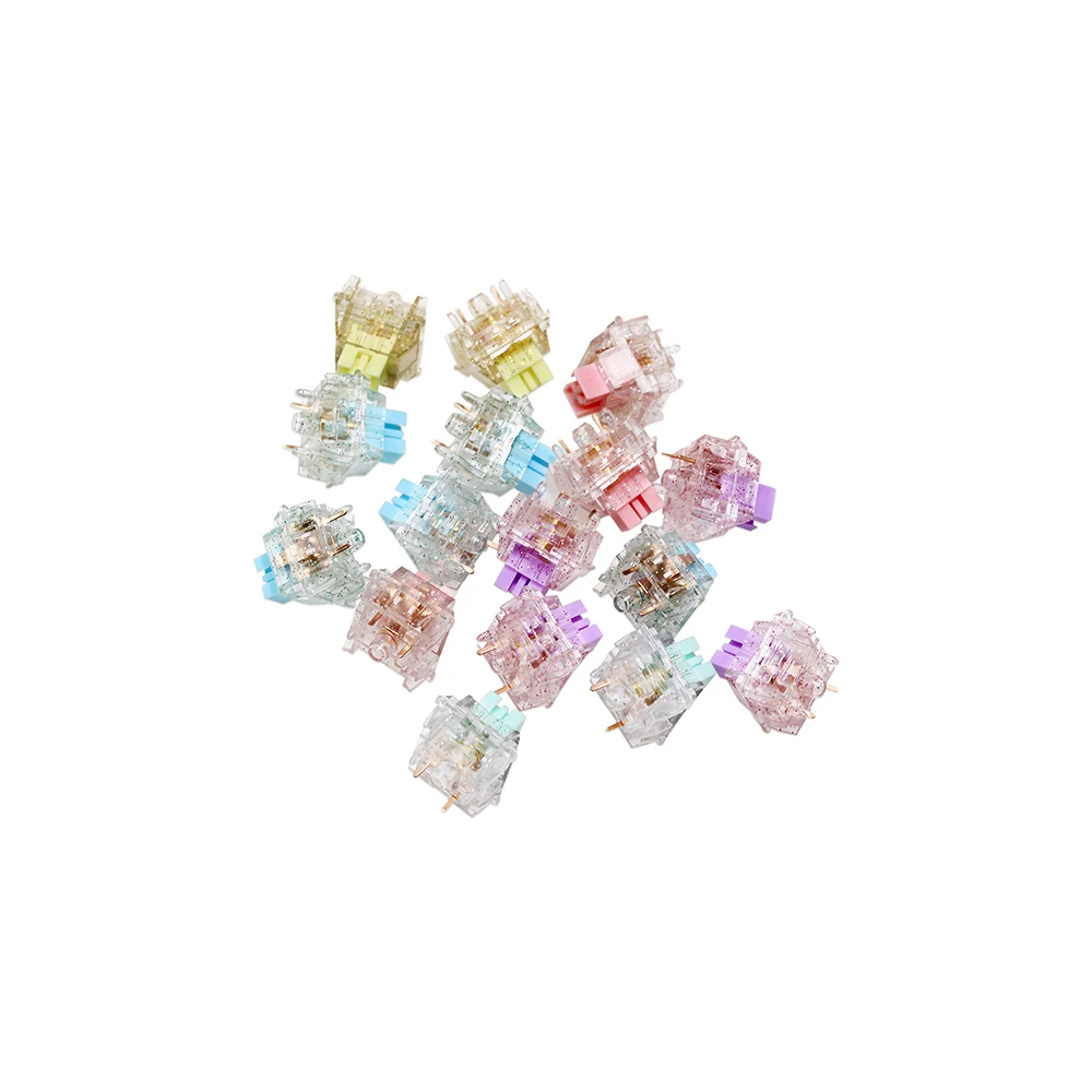 Keyfirst bling switch para teclado mecânico linear 5 pinos pré-lubrificado rgb 30g 45g 62g 67g 80g força 60m ouro sping amarelo roxo