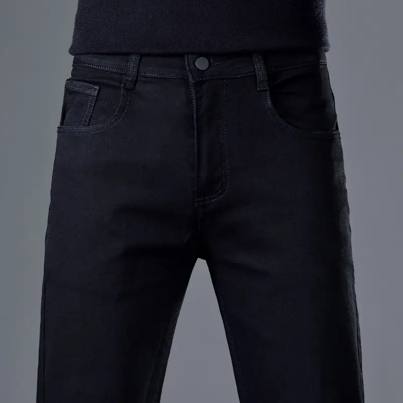 Новые бестселлеры, универсальные, удобные, флисовые модные и модные черные мужские джинсы, мужские джинсы, мужские брюки