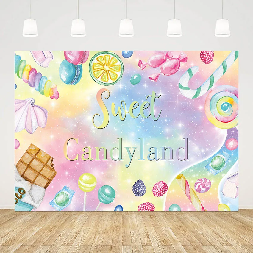 

Mehofond Photography Background Sweet Candyland Lollipop Macaron Baby 1st Birthday Party Backdrop Decoration Photo Studio Props