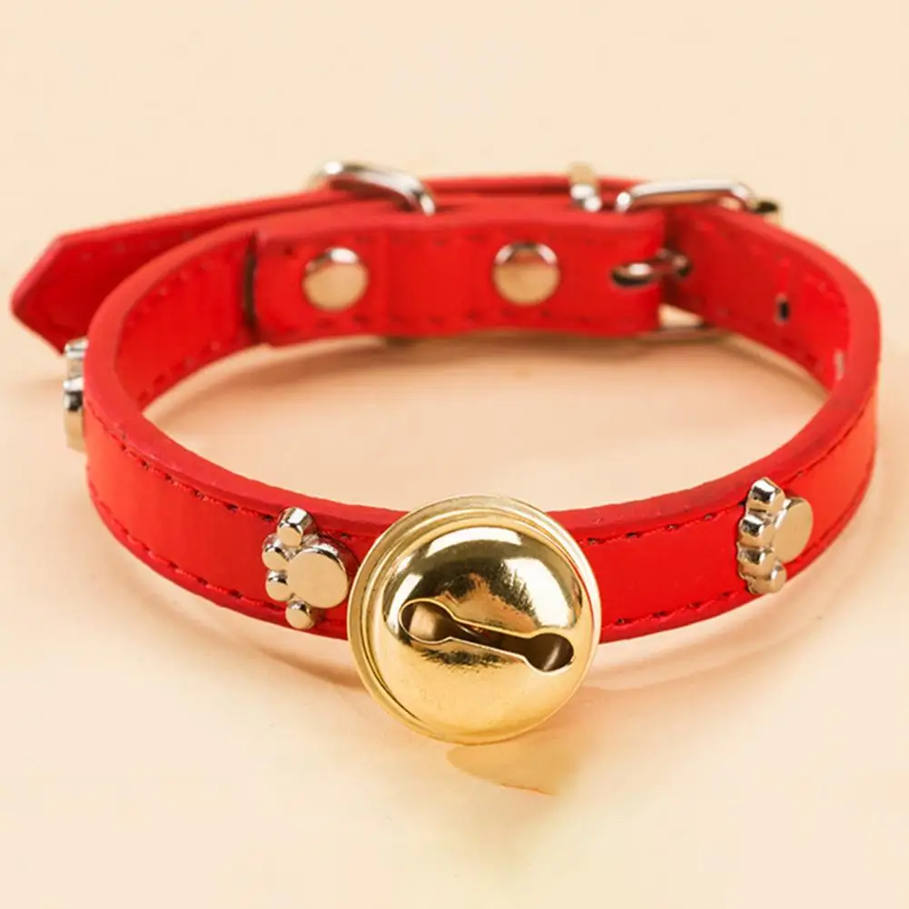 Dog Collars Fake Leather Bell Pet Neck Strap Bone Patterns Good Toughness Cat Puppy Collar Dress-up Pet Neck Circle Pet Supplies