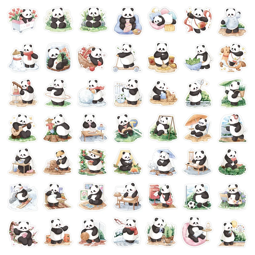 60PCS Kawaii Panda Stickers Leuke Cartoon Dier Graffiti Sticker Laptop Telefoon Gitaar Fiets Skateboard Decals Gift Kinderen Speelgoed Geschenken