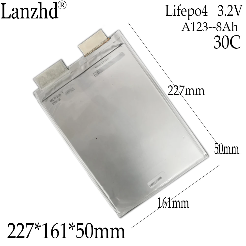 1-10pcs Lifepo4 3.2V 30C High Drain A123 Lipo Battery 8Ah Pouch Cell AMP20M1HD-A For Racing Car Electric Motorcycle 227*161*50mm