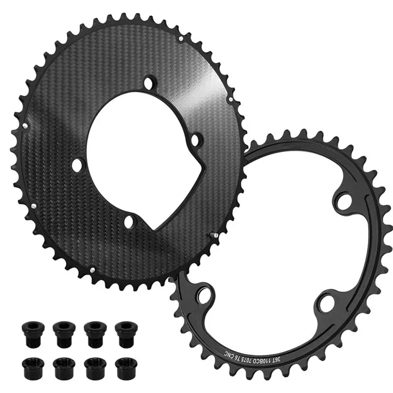 

Dual Speed 110BCD Carbon Fiber Road Bike Chainring Set With Fixing Bolts- For Racing Chain Ring For Upgrade Part 52-36T