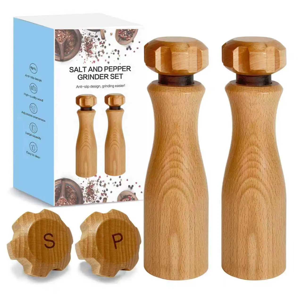 2PCS 2PCS 8 Inch Wooden Salt And Pepper Grinder Set Gear-Shape Knob Manual Refillable Effortless Grinding for Kitchen Home - Aliexpress Deal