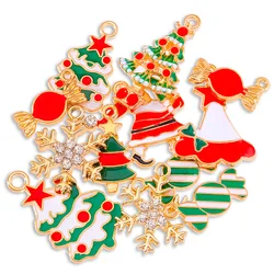 10Pcs Colorful Christmas Tree Santa Claus Snowflake Candy Enamel Pendant for DIY Earring Bracelet DIY Jewelry Making Charm