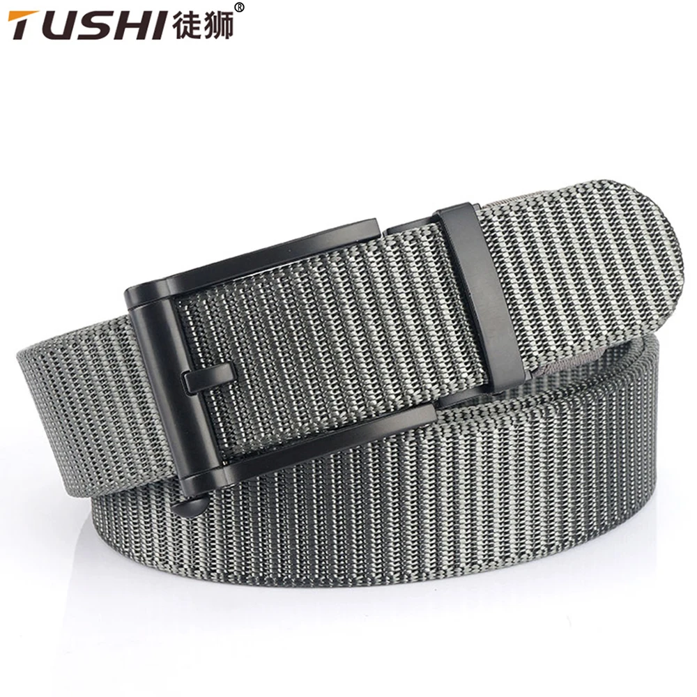 

TUSHI Metal Automatic Buckle Nylon Canvas Male Army Leisure Business Belts Men Women Outdoor Work Military Tactical Waist Belt