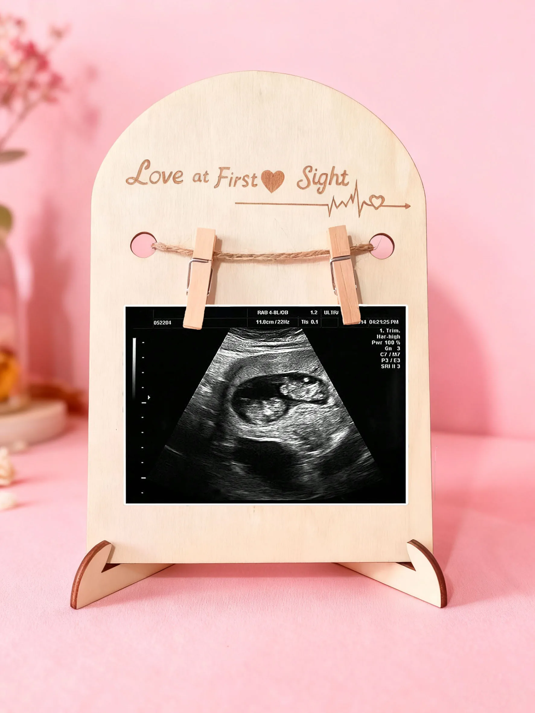 Wooden Baby Ultrasound Memory Photo Frame New Mom Keepsake Display Maternity Wood Ultrasonic Image Frame Baby B Scan Souvenir