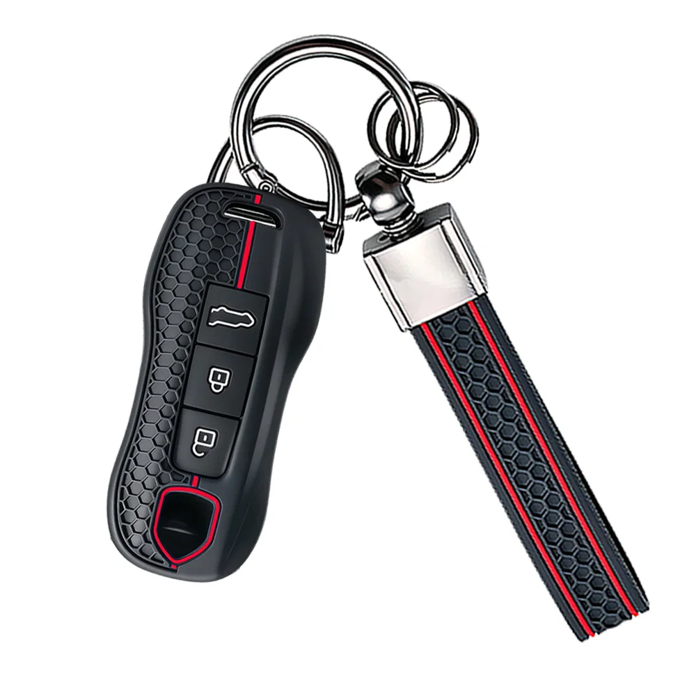 Silicone Car Key Case Keychain Cover Key Shell For Porsche Macan Boxster Cayman Panamera 718 911 986 987 981 971 Taycan Cayenne