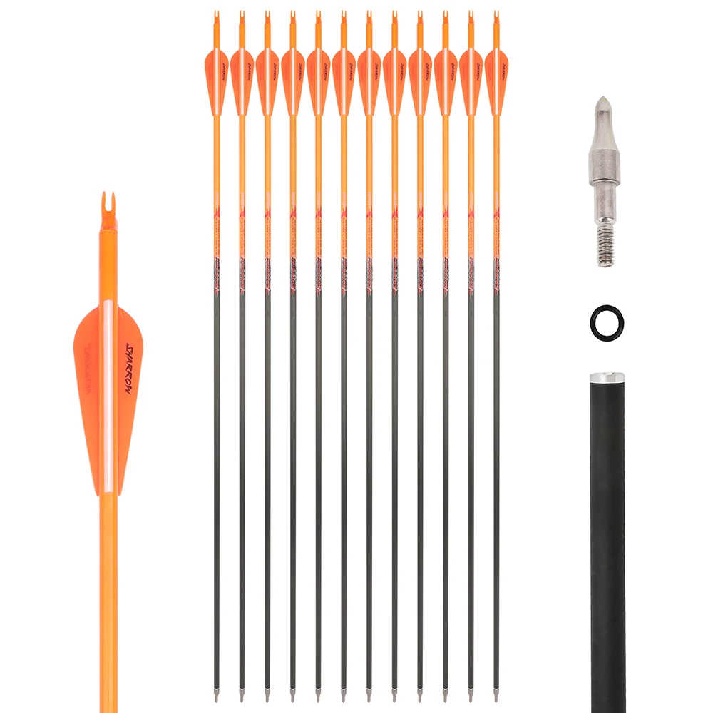 

‌ ‌ 32-дюймовые карбоновые стрелы ID 6,2 мм, позвоночник 300 350 400 500 600 для блочного лука, изогнутый лук, соревнования, охотничья мишень, 6/12 шт. ‌