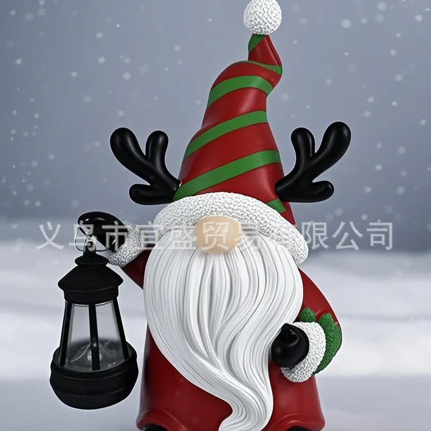 Christmas Garden Gnome Solar Light - White Beard LED Ornament, Solar Powered Outdoor Decor, Funny Gnome Statue for Garden