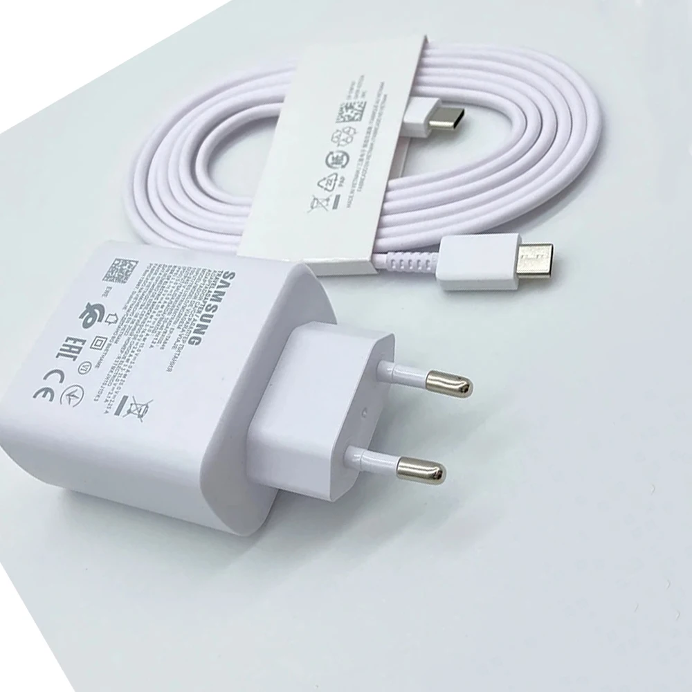 Samsung-cargador superrápido de 45W, adaptador de USB-C de la UE, Cable tipo C de 1/1.8 M para Galaxy S23, S24, S22, S21, S20 Ultra, Tab S9Plus, F55