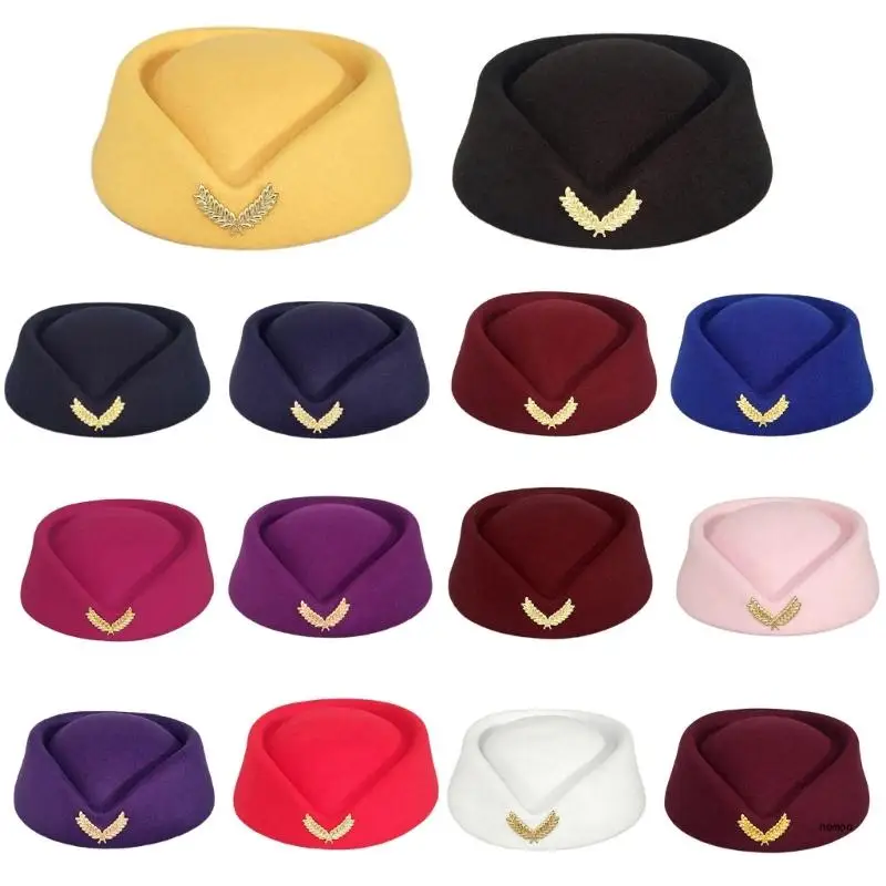 Stewardess Pillbox Hat Teardrop Fascinator Base Multi-color for Live-streaming S