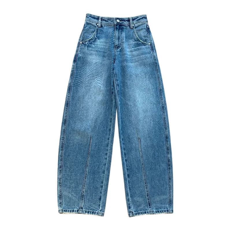 

Женские брюки с высокой талией из длинноволокнистого хлопка, весна 2026, джинсовые брюки с дизайнерским кроем, 100% хлопок, 3D-покрой