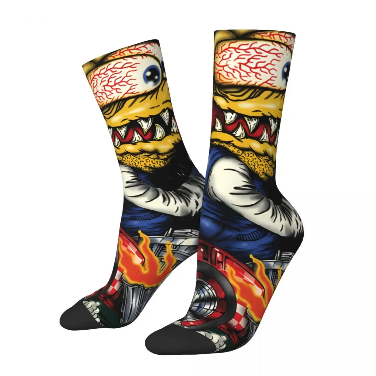 

Racer Crazy Men's Socks Tales of the Rat Fink Cartoon Unisex Street Style Seamless Printed Funny Novelty Crew Sock Boys Gift