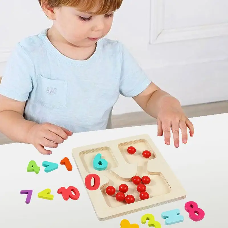 Kids Montessori Wood Tray Numbers Counting Math Toys Children Counting Early Learning Educational Board For Toddlers