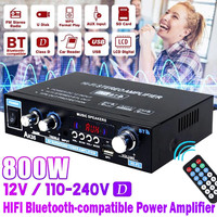 AK35 380 800W Home Bluetooth Speaker Amplifiers Audio 110-240V Bass Audio Digital Power Amplificador FM Auto Music Subwoofer Amp