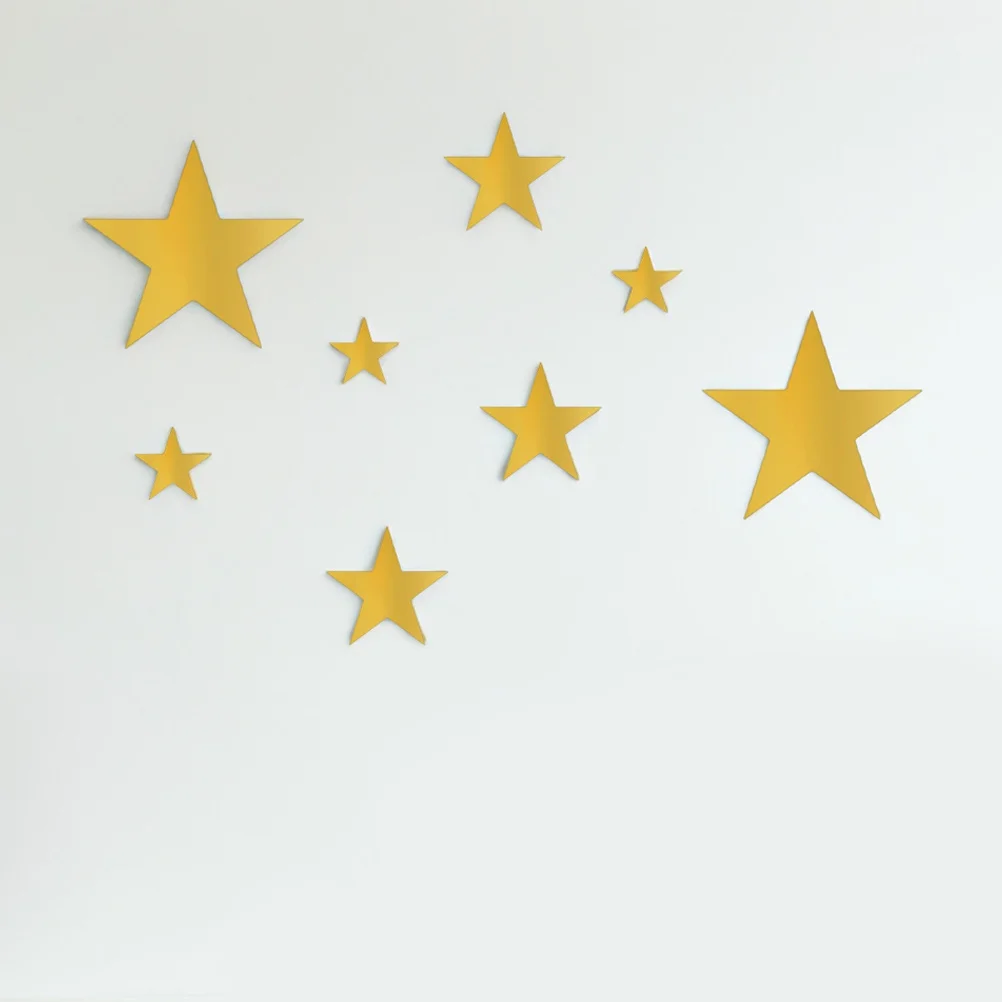 10Pcs Gold Foil Star Wall Stickers Self Adhesive Creative Decoration for Nursery Bedroom Living Room DIY Glitter Star Stickers