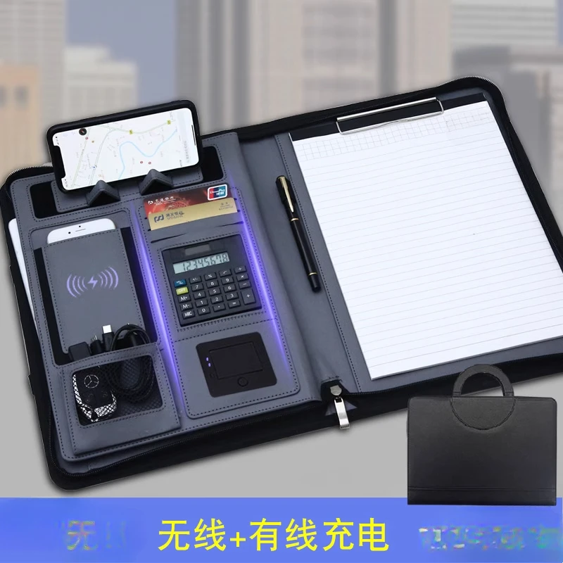 

Multifunctional wireless power bank leather folder
