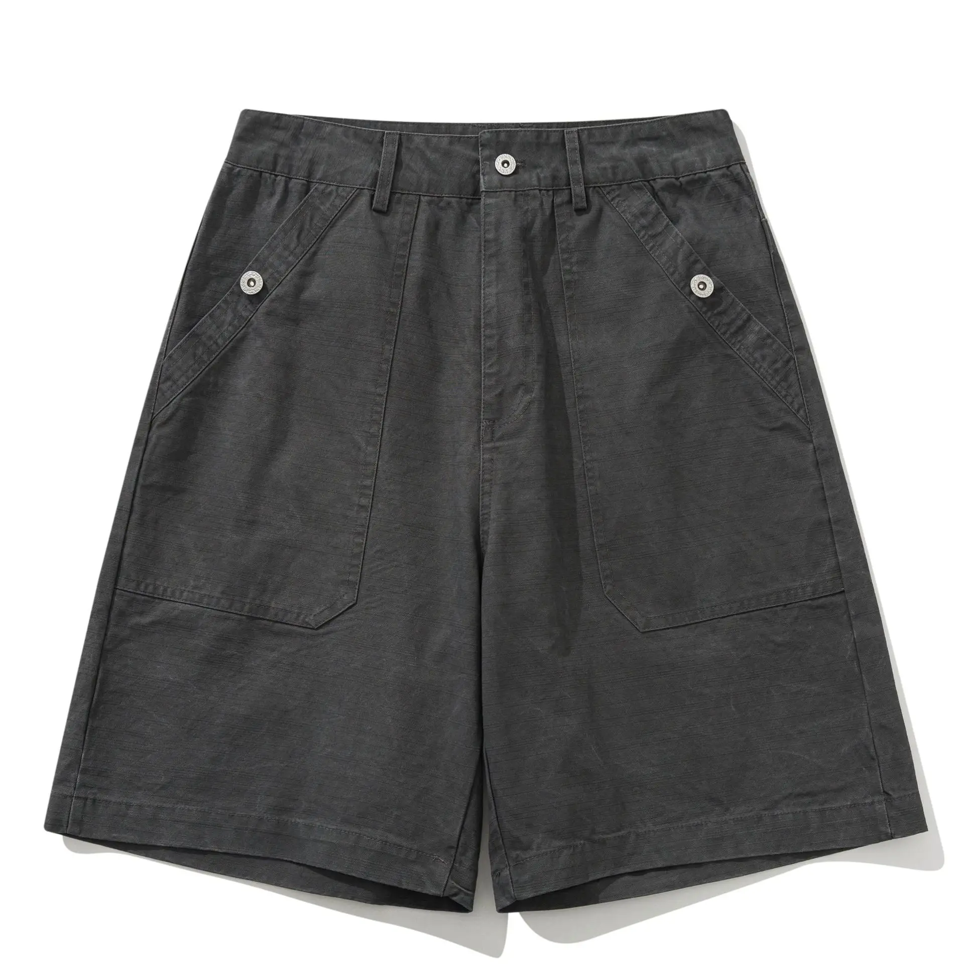 Summer 2026 Japanese Vintage Amekaji Washed Workwear Shorts Unisex Loose 100% Cotton Washed Knee Length Casual Shorts