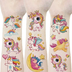 12 Sheets Glitter Cute Unicorn Temporary Tattoos, Glitter Styles Waterpro of Tattoos Stickers For Birthday Party Supplies