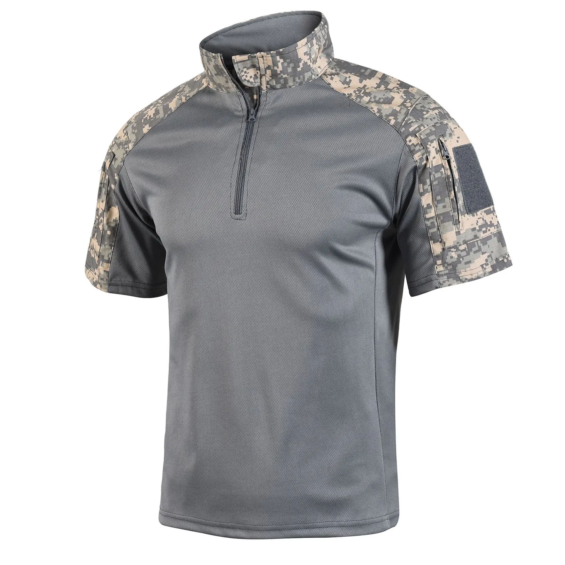 

Men's Tactical Shirt Short Sleeve Quick Dry Breathable Outdoor Training Military Frog Shirt American Camo Combat Fitness T-Shirt