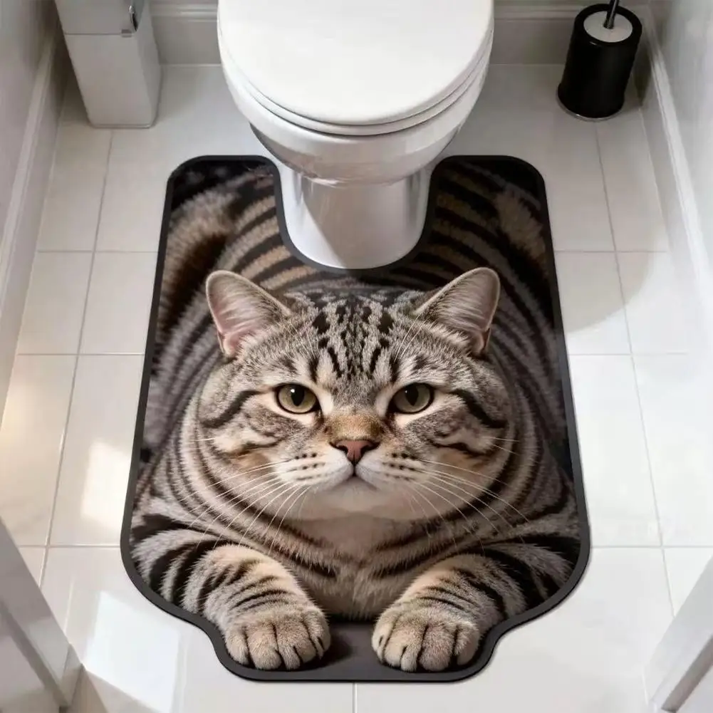 Irregular Animal Bathroom Floor Mat U-Shaped Toilet Seat Mat Diatomaceous Earth Absorbent Splash Proof Non-Slip Bathroom Mat