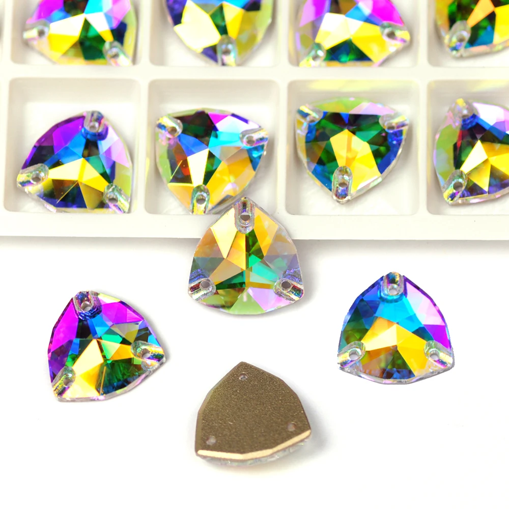 PUBRILEX Vorteilspackung Crystal AB Aufnähbare Strasssteine mit abgeschrägten Kanten für Kleidung und Schmuckdekorationen – Detail 3