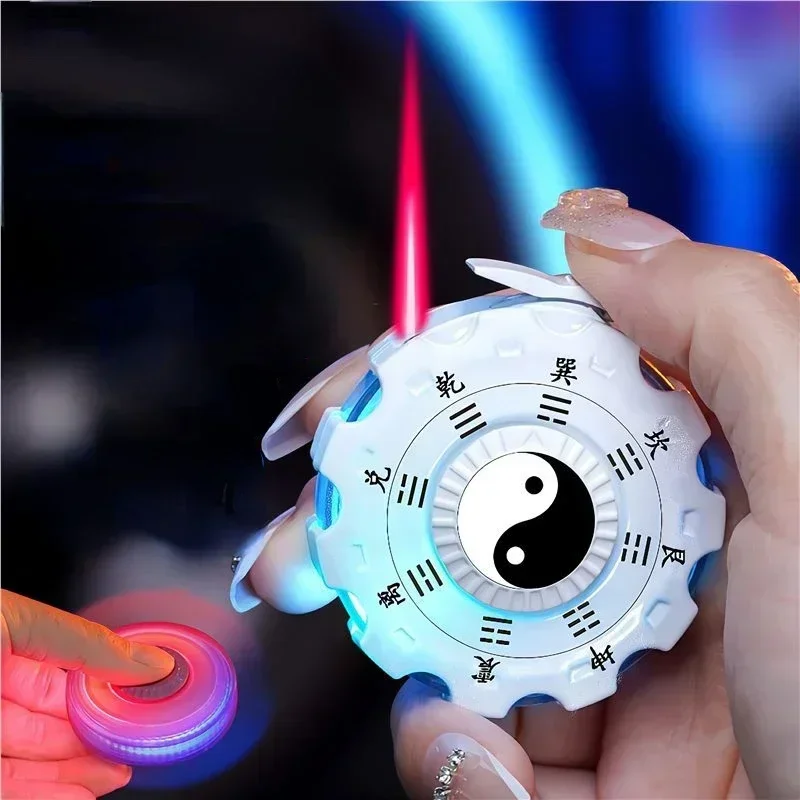 Creative Mecha Fingertip Spinner Windproof Lighter Colorful Flash Bagua Array Luminous Trendy Play Decompression Cool  Men Gifts