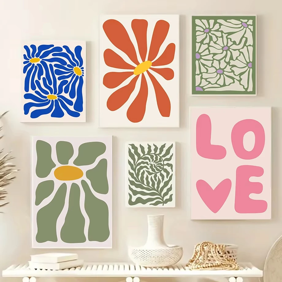 Abstract Flower Wall Art Canvas Painting Poster Gallery Prints Nordic Bohemian Living Room Home Decoration Wall Paintings