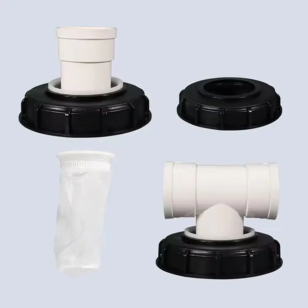 163mm IBC Ton Drum Fittings Plastic Cap T-shaped/Straight Head/Elbow/Vertical Washable Rainwater Filter Cover with Filter Screw
