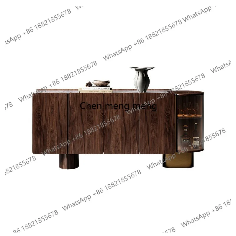 Solid wood dining side cabinet integrated locker against the wall, villa antique art dining side cabinet