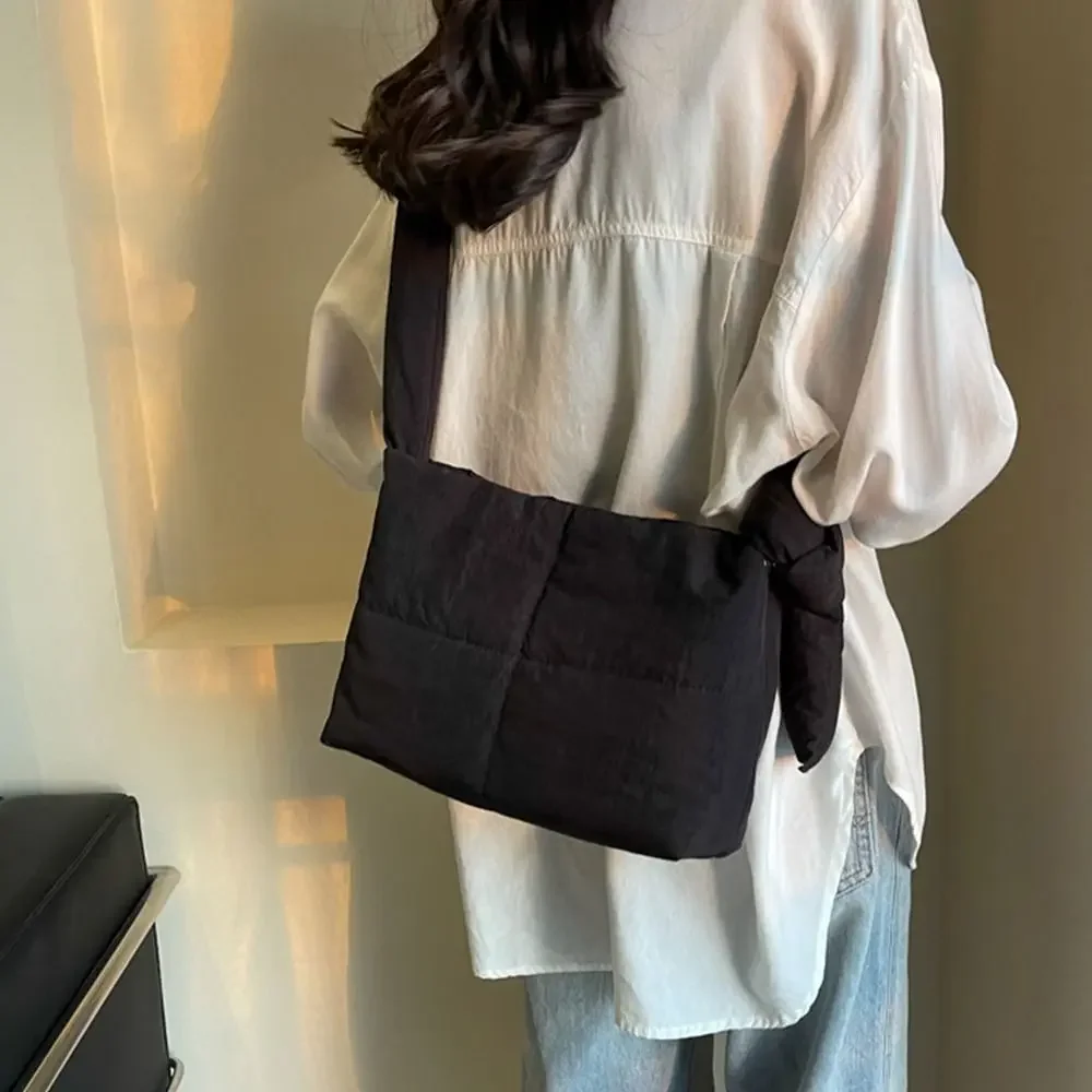 Borse a tracolla in tinta unita Borse sotto le ascelle imbottite in cotone di grande capacità Borse trapuntate leggere per donne e ragazze