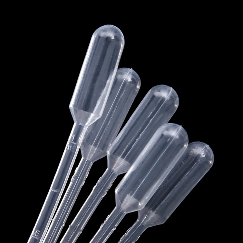 Da 100 pezzi a 1000 pezzi Lab Clear 0.2ml/0.5ml/1ml/2ml/3ml/5ml/10ml pipetta Pasteur in plastica in scala contagocce per Pipette con olio essenziale