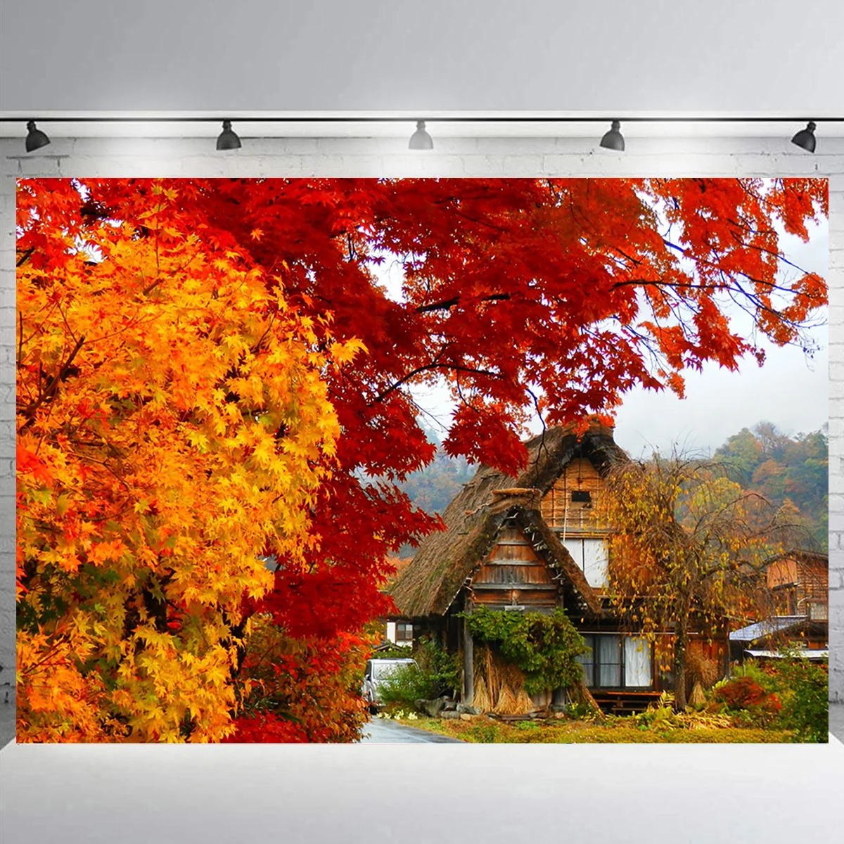 

Autumn Fall Leaves Backdrop Yellow Theme Cabin Art Photography Background Party Wall Decration Banner Photo Studio Props