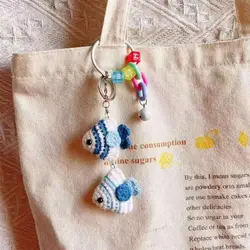 Cute Tropical Fish Series Crochet Keychain Knitted Clown Fish Pendant Keyring Wholesale Cute Fish Keychains Custom Packaging